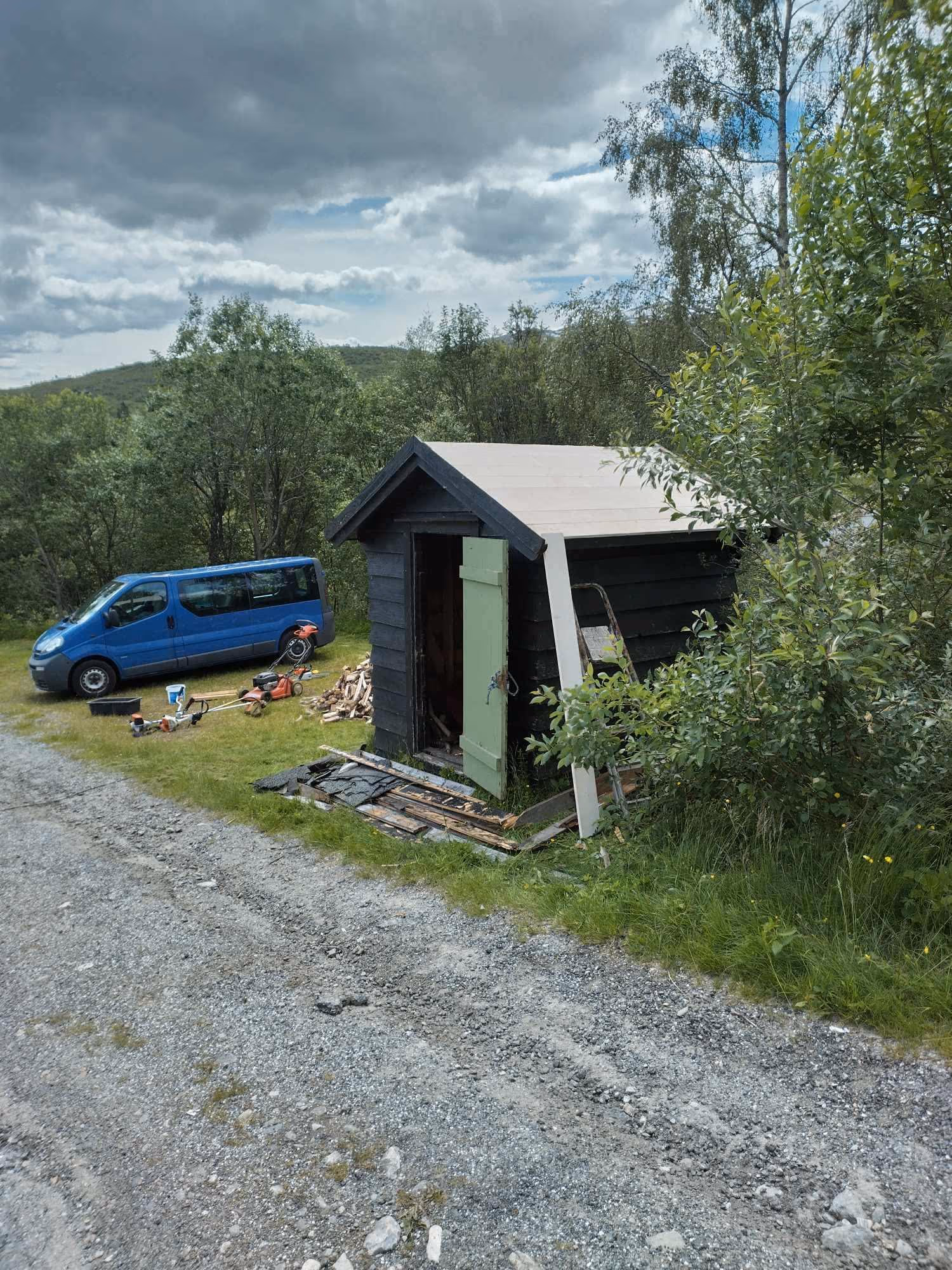 Volunteer work on the wood shed